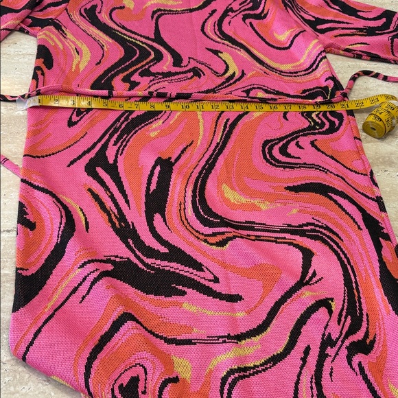 NWT Beautiful Zara Turtleneck pink, orange, black & lime green sweater dress. - Picture 7 of 11